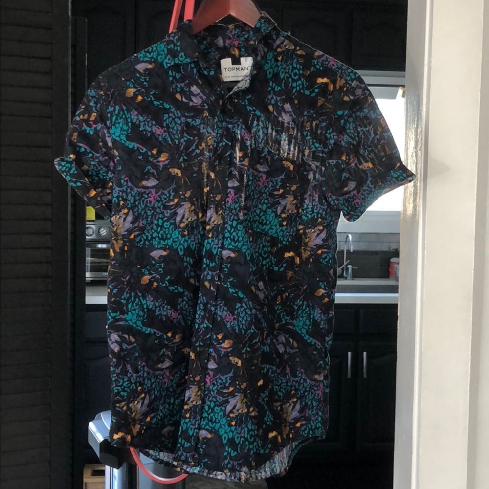 Topman topshop button up shirt floral aloha